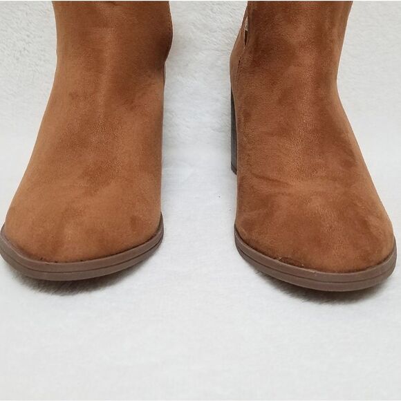JOLIMALL Chesnut Brown Cut Out Heeled Booties 10 - Picture 5 of 13